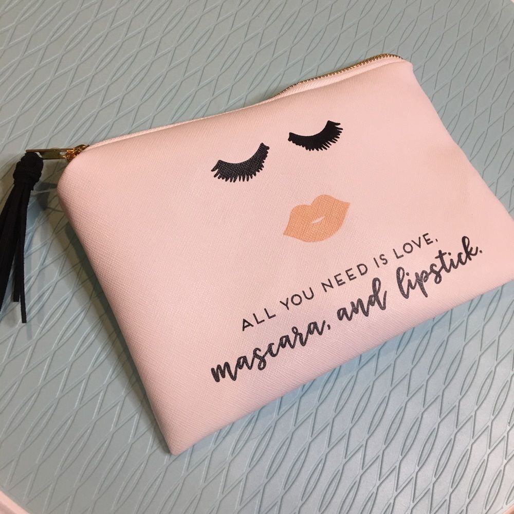 5/$25 Girl Boss Cosmetic Bag "All You Need Is Love, Mascara, & Lipstick"
